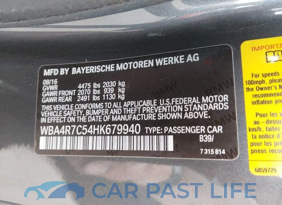 WBA4R7C54HK679940# 9