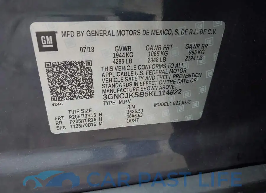 3GNCJKSB5KL114822# 9