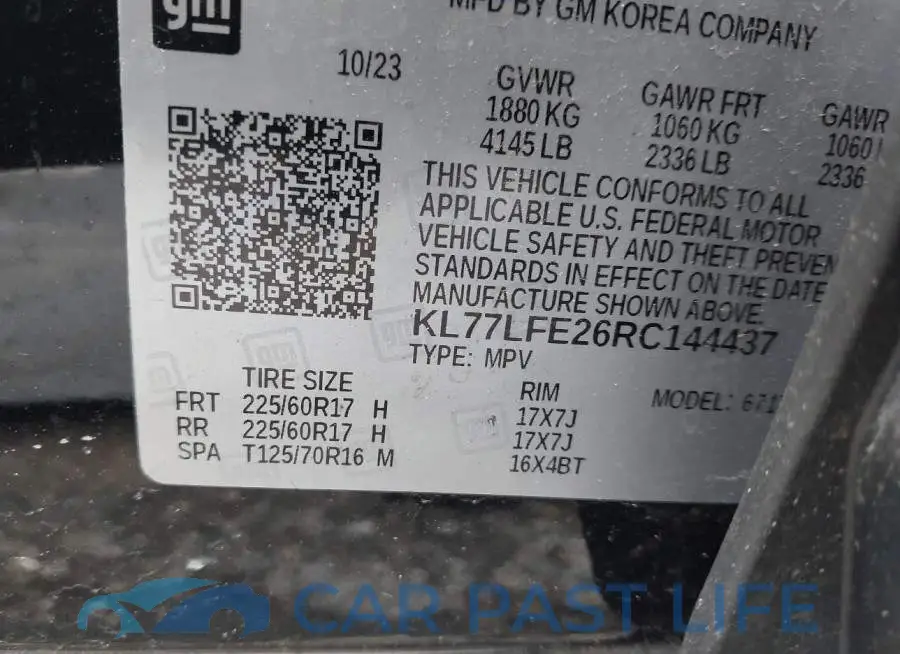 KL77LFE26RC144437# 9