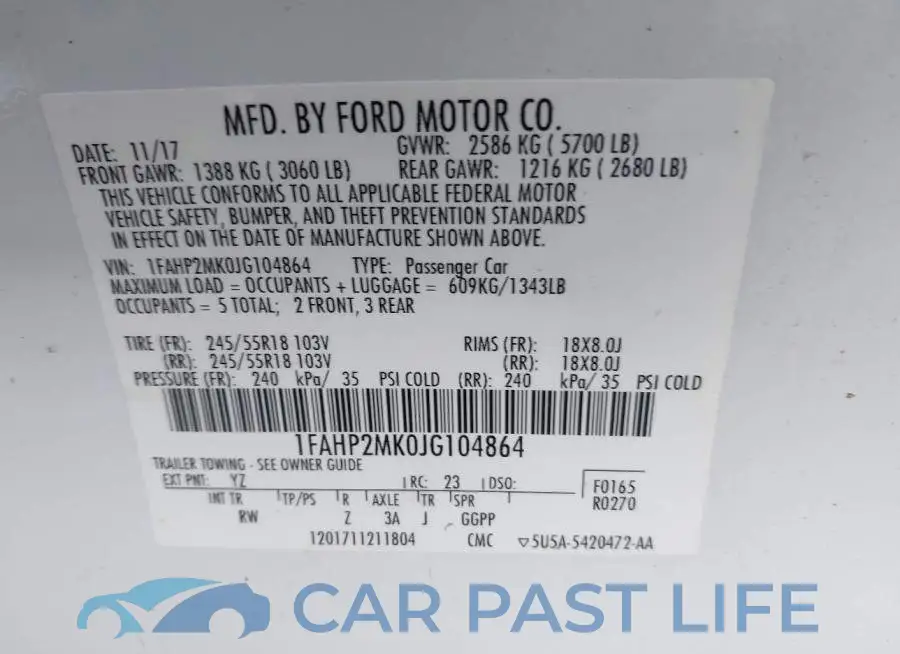 1FAHP2MK0JG104864# 9