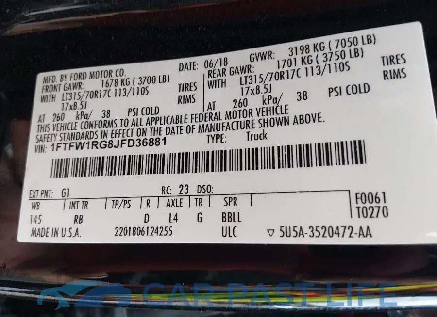 1FTFW1RG8JFD36881# 9