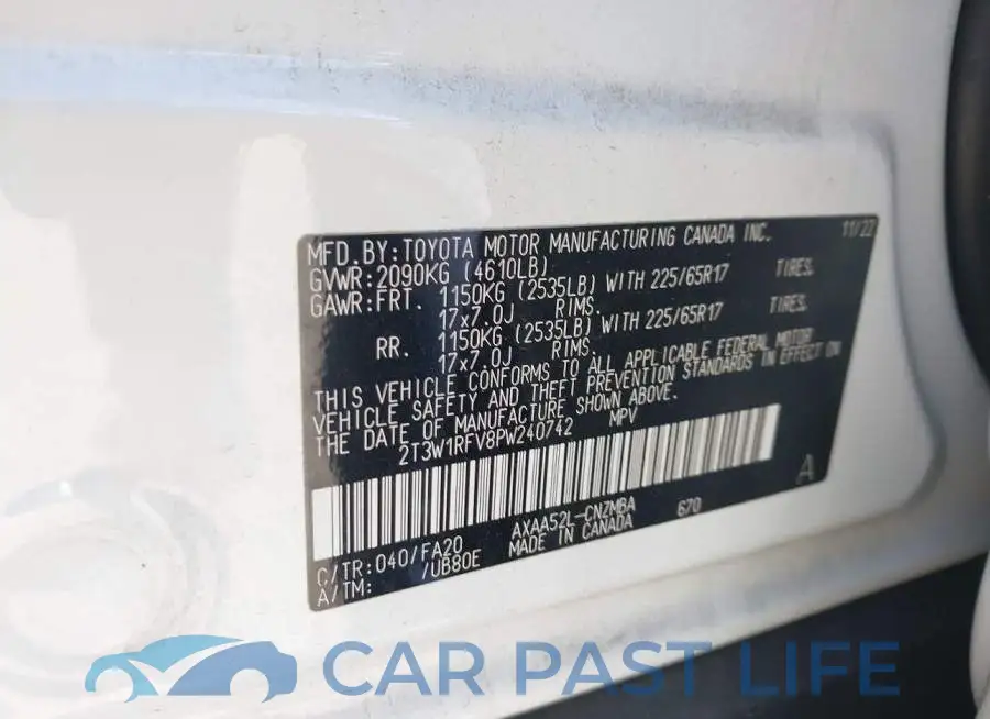 2T3W1RFV8PW240742# 9