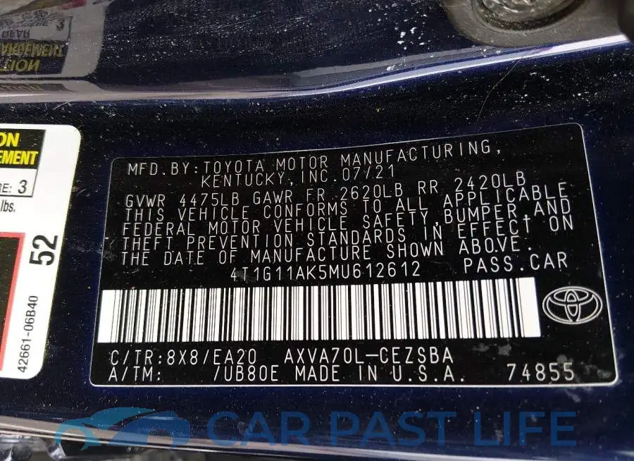 4T1G11AK5MU612612# 9