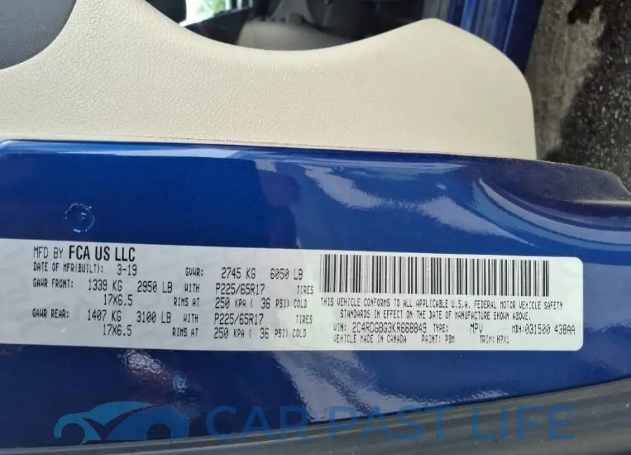 2C4RDGBG3KR668849# 9