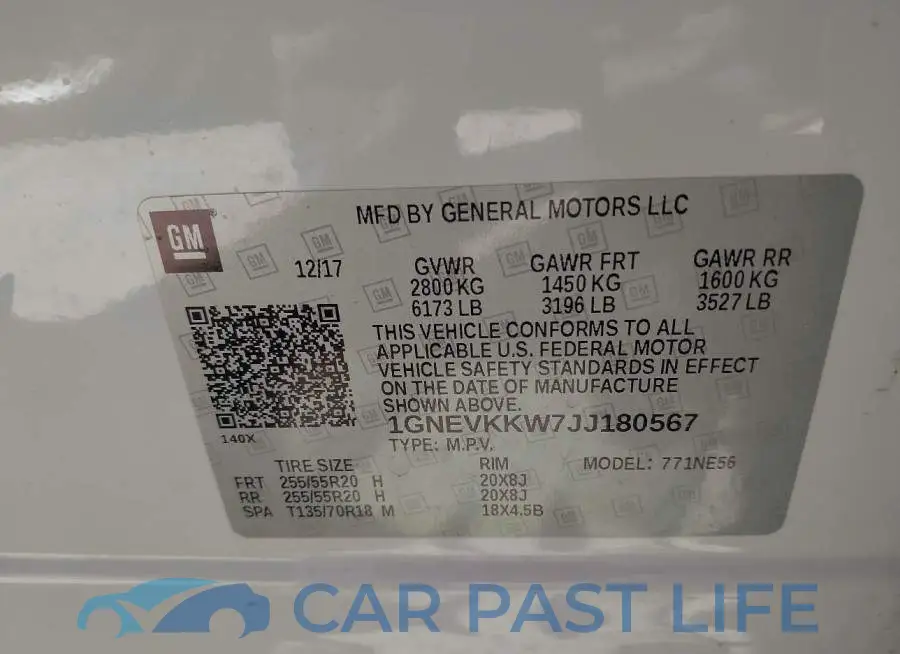 1GNEVKKW7JJ180567# 9