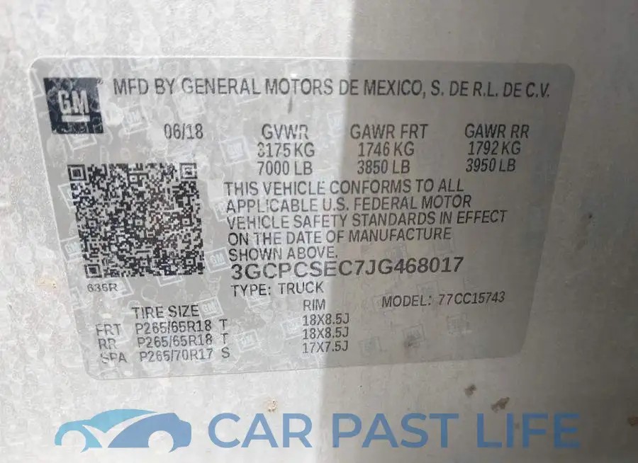 3GCPCSEC7JG468017# 9