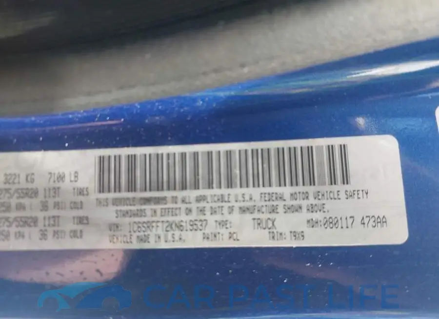 1C6SRFFT2KN619537# 9