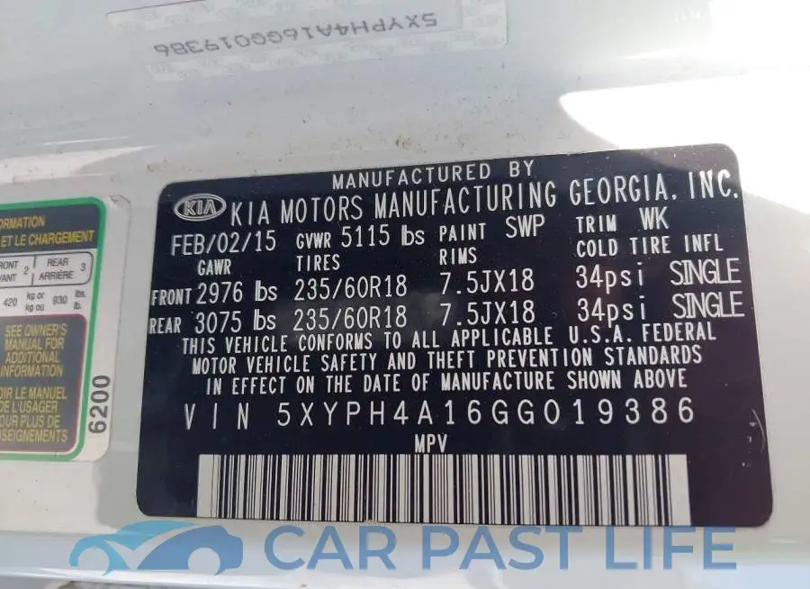 5XYPH4A16GG019386# 9