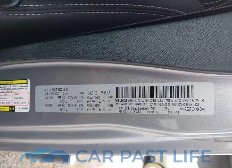 1C4HJWEG3HL606380# 9