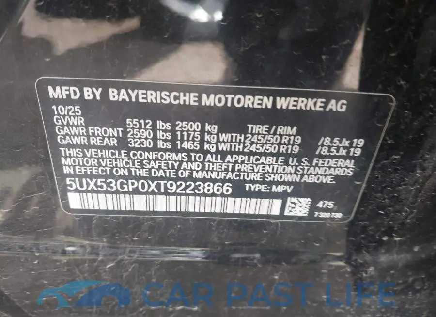 5UX53GP0XT9223866# 9