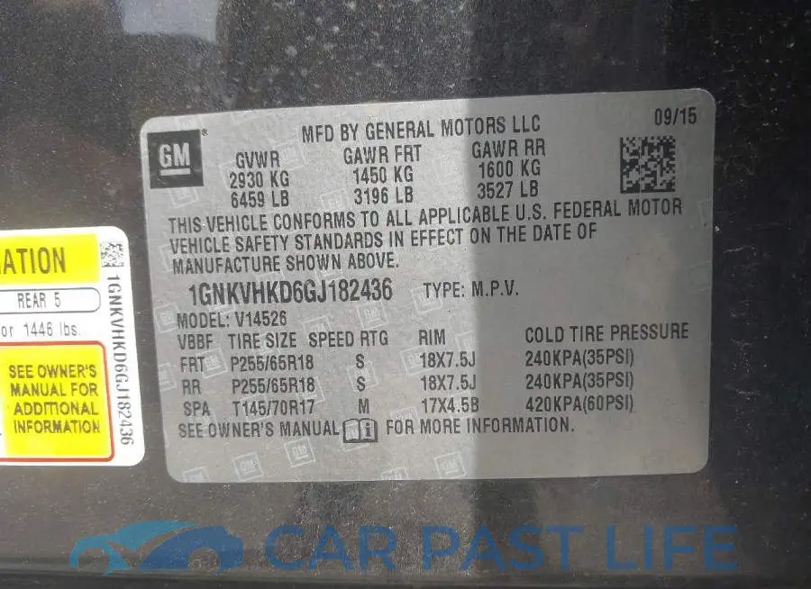 1GNKVHKD6GJ182436# 9