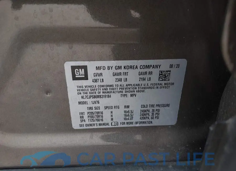 KL7CJPSB6MB319184# 9