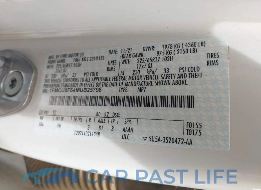 1FMCU0F64MUB25798# 9