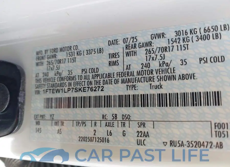 1FTEW1LP7SKE76272# 9