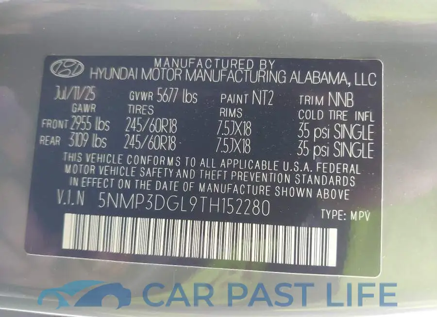 5NMP3DGL9TH152280# 9