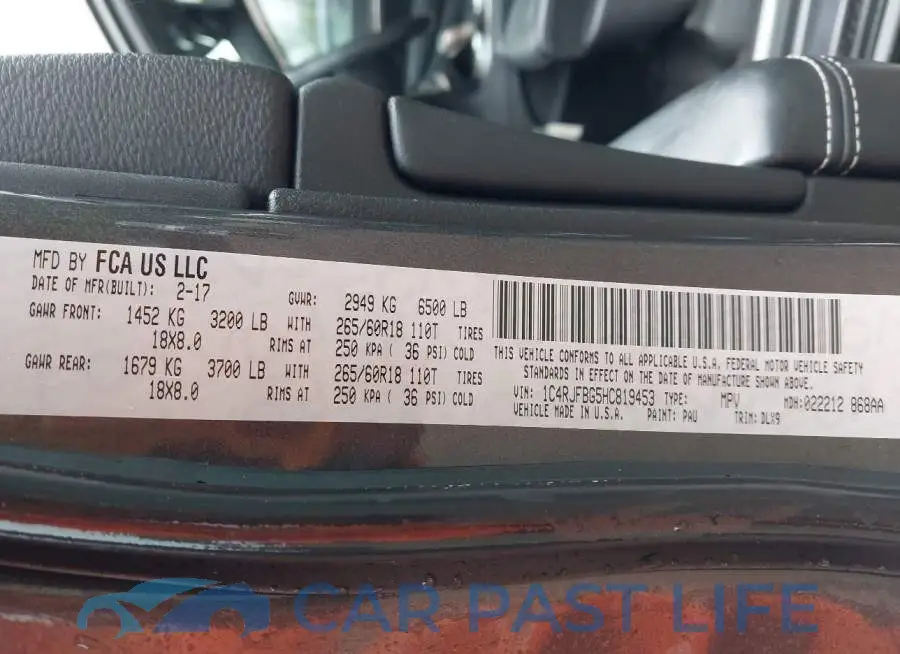 1C4RJFBG5HC819453# 9