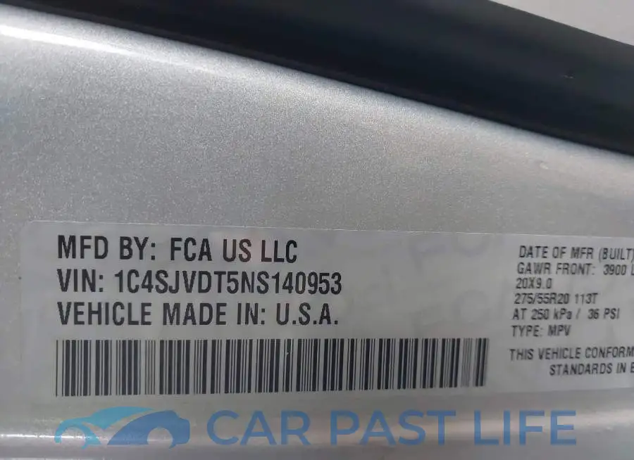 1C4SJVDT5NS140953# 9