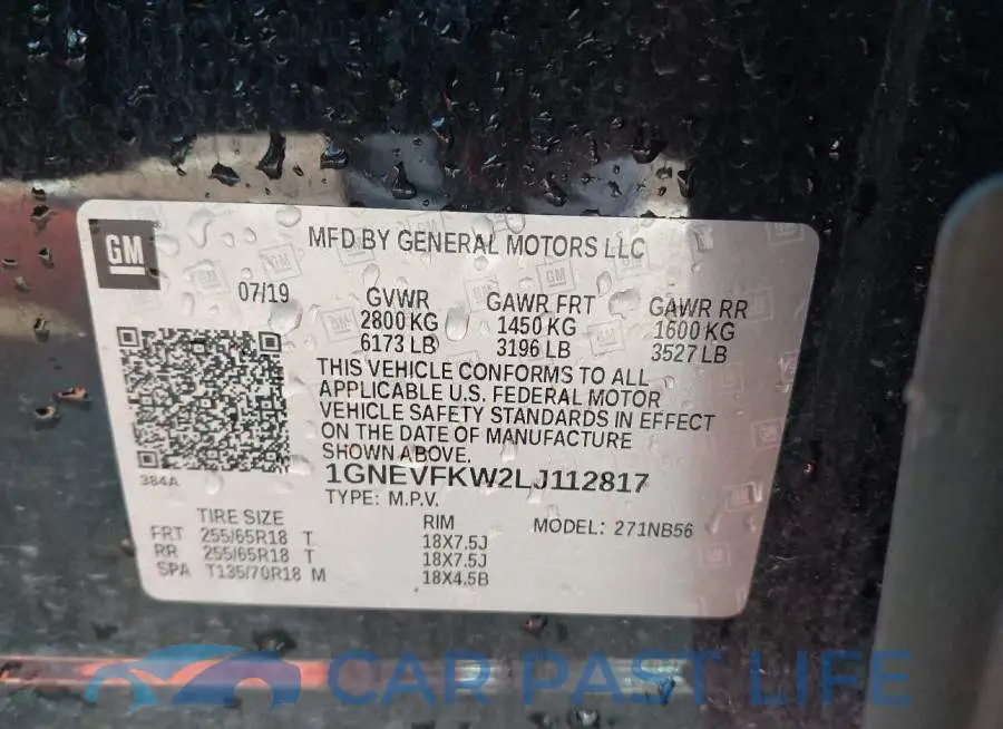 1GNEVFKW2LJ112817# 9