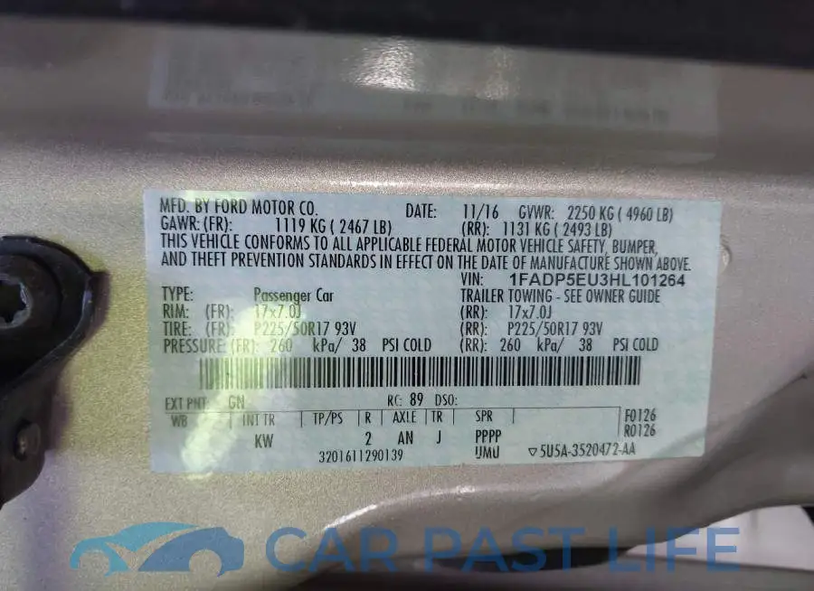 1FADP5EU3HL101264# 9