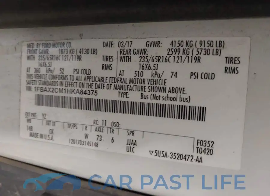 1FBAX2CM1HKA84375# 9