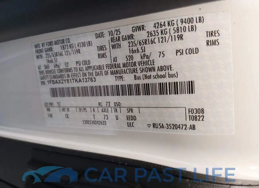 1FBAX2Y81TKA13763# 9