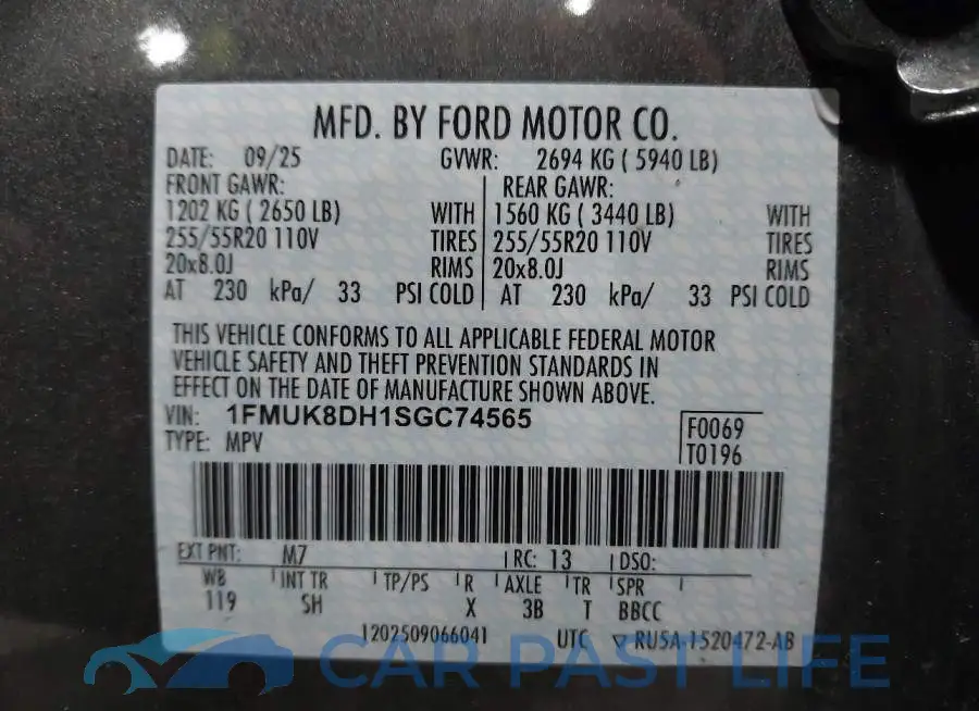 1FMUK8DH1SGC74565# 9