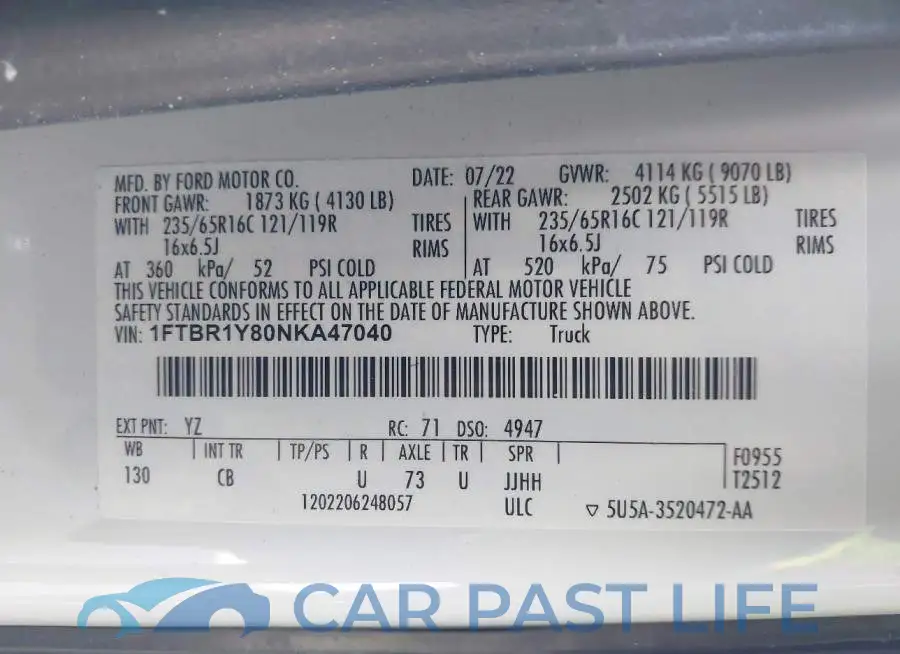 1FTBR1Y80NKA47040# 9