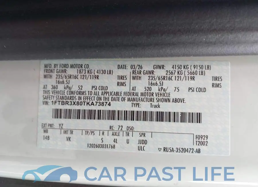 1FTBR3X80TKA73874# 9