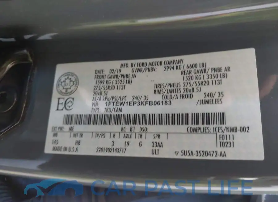 1FTEW1EP3KFB06183# 9