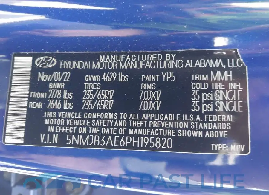 5NMJB3AE6PH195820# 9