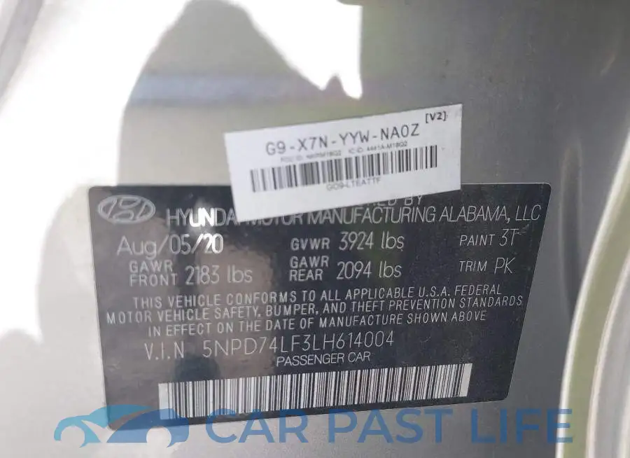 5NPD74LF3LH614004# 9