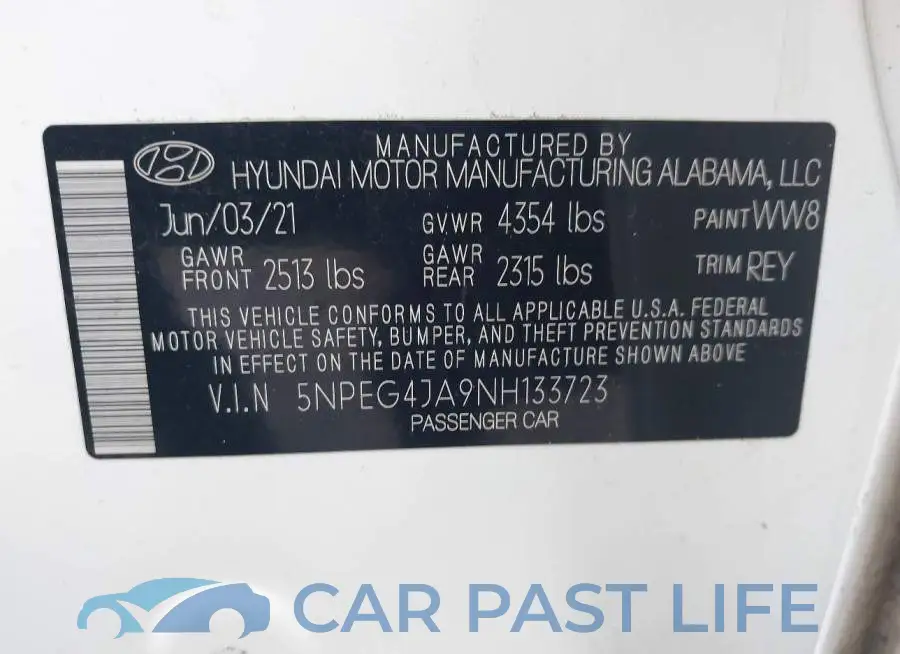 5NPEG4JA9NH133723# 9