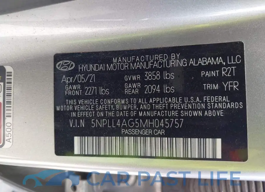5NPLL4AG5MH045757# 9