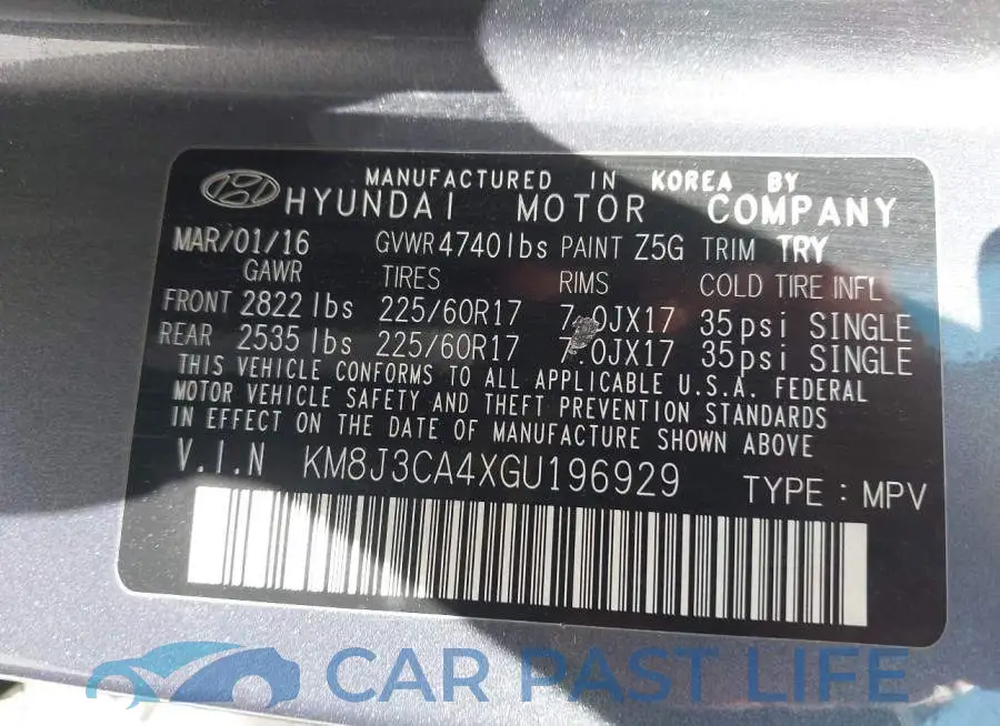 KM8J3CA4XGU196929# 9