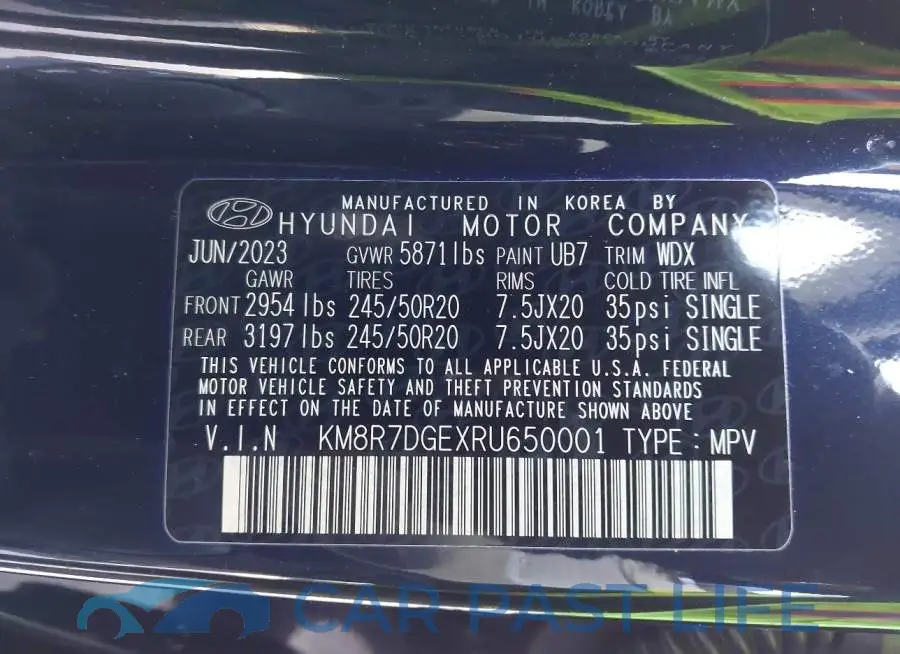 KM8R7DGEXRU650001# 9