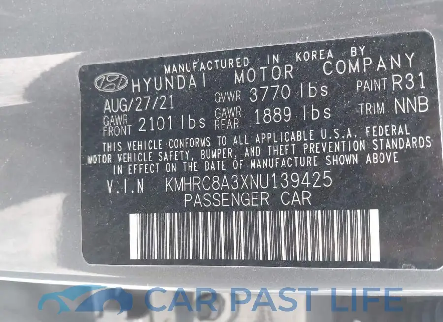 KMHRC8A3XNU139425# 9