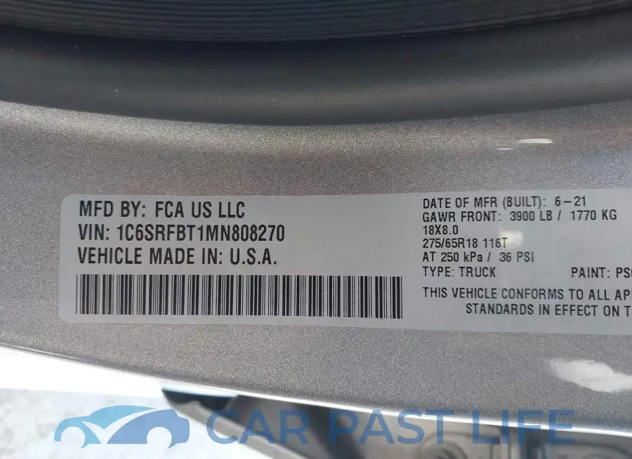 1C6SRFBT1MN808270# 9