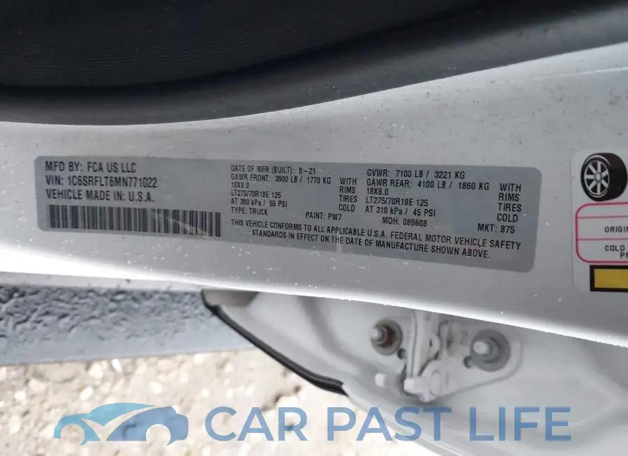 1C6SRFLT6MN771022# 9