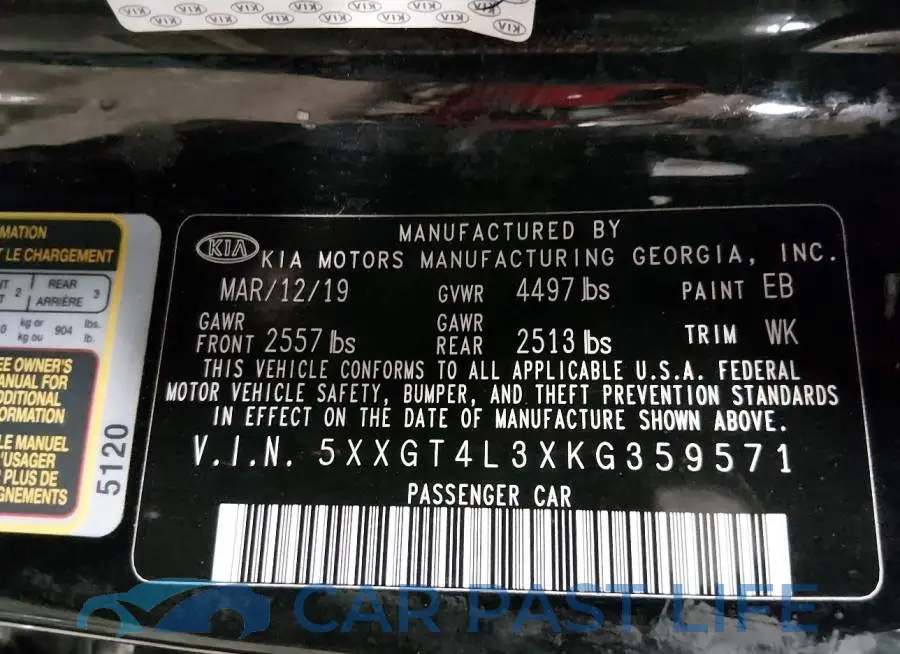5XXGT4L3XKG359571# 9