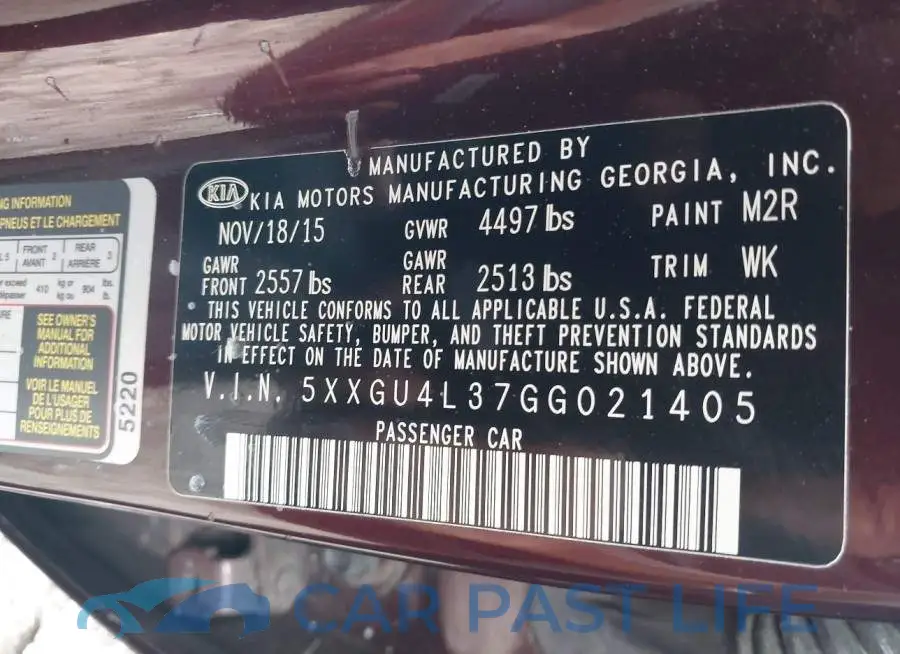 5XXGU4L37GG021405# 9