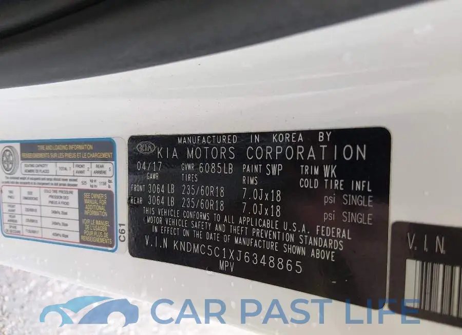 KNDMC5C1XJ6348865# 9