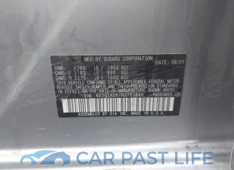 4S3GTAD67N3703840# 9
