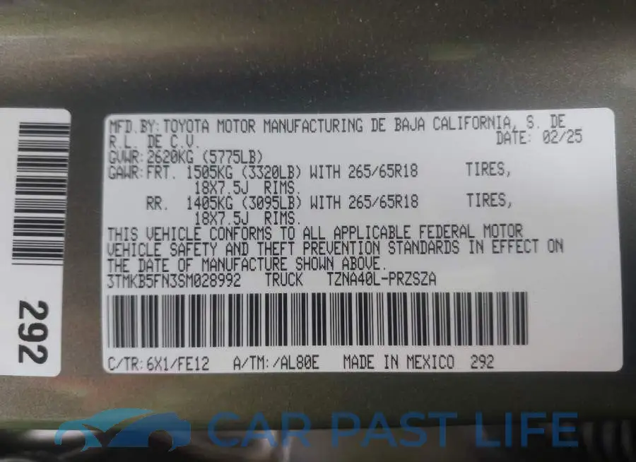 3TMKB5FN3SM028992# 9