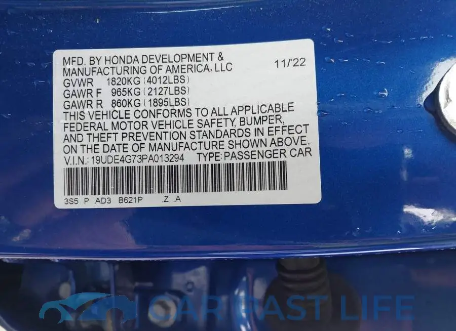 19UDE4G73PA013294# 9