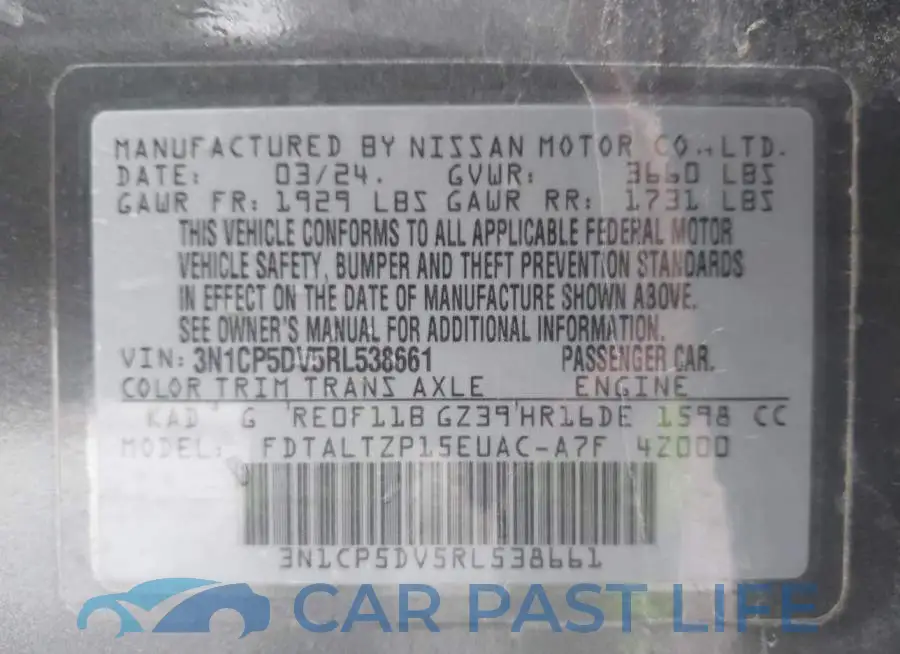 3N1CP5DV5RL538661# 9