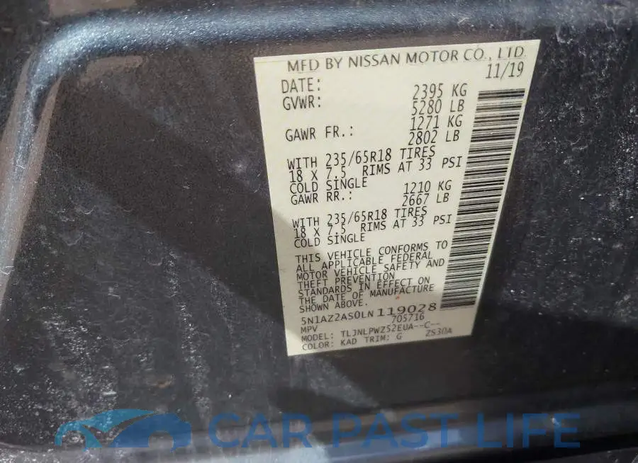 5N1AZ2AS0LN119028# 9