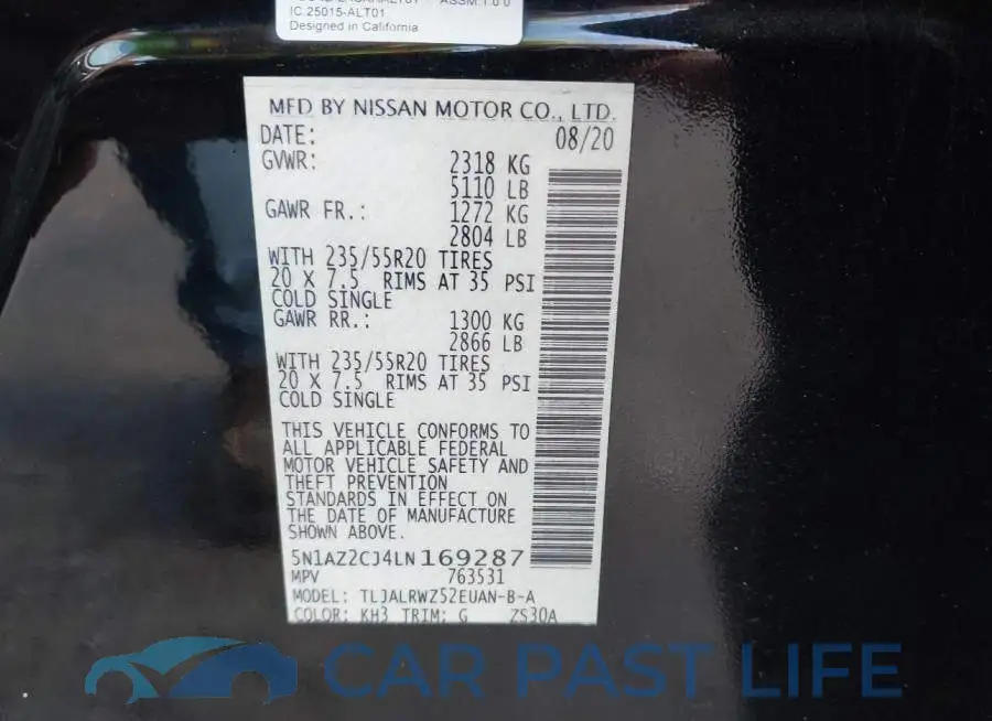 5N1AZ2CJ4LN169287# 9