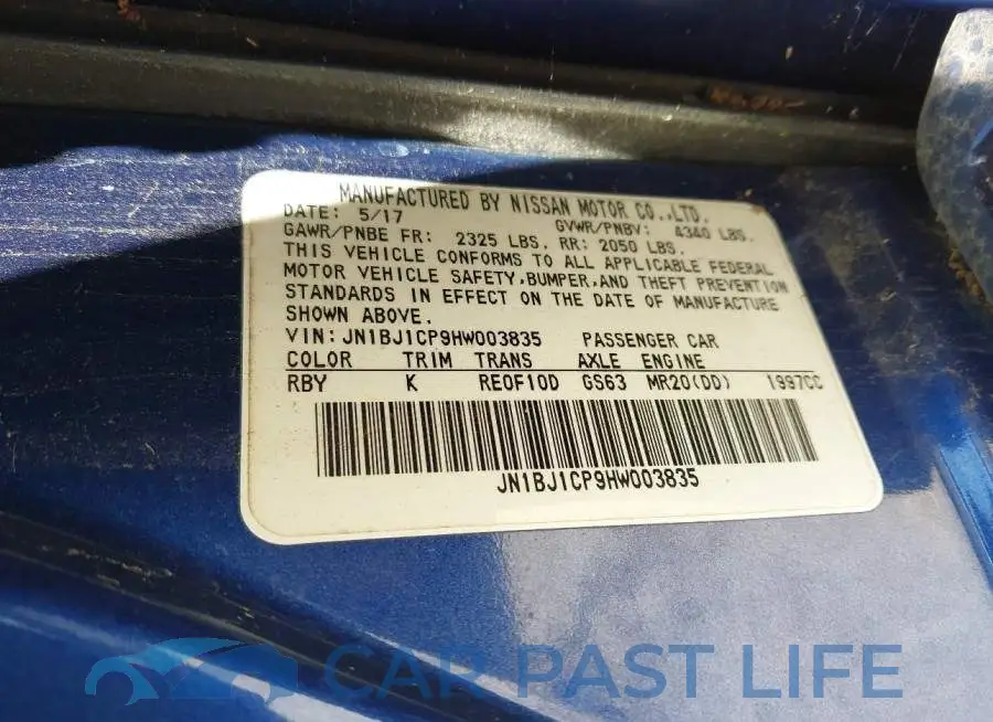 JN1BJ1CP9HW003835# 9