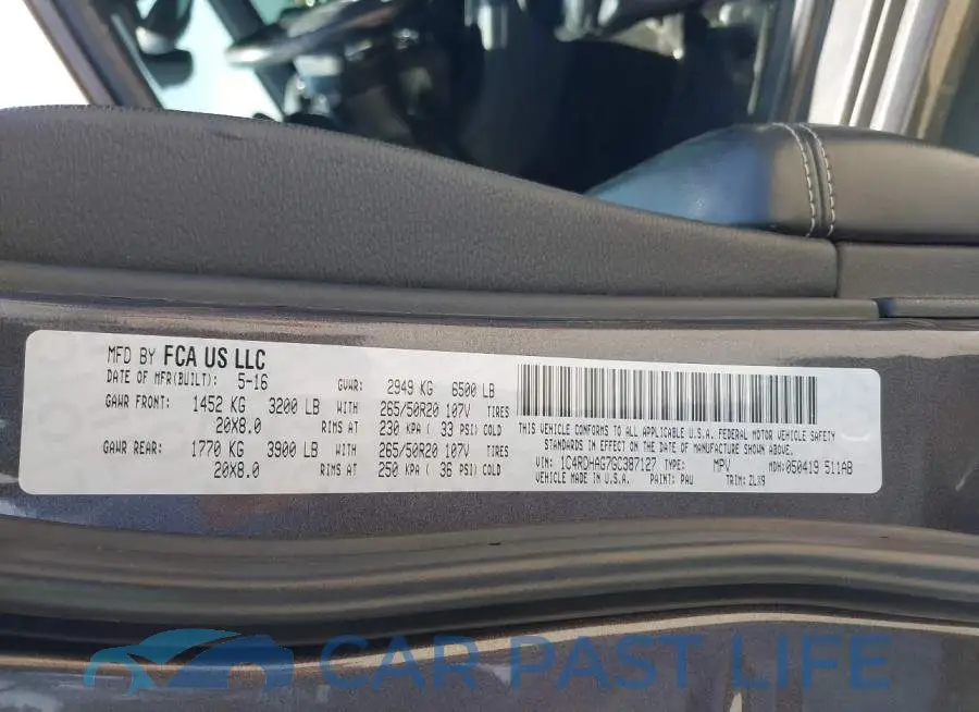 1C4RDHAG7GC387127# 9