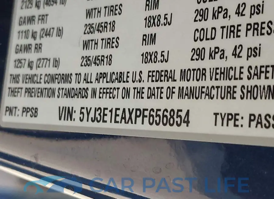 5YJ3E1EAXPF656854# 9